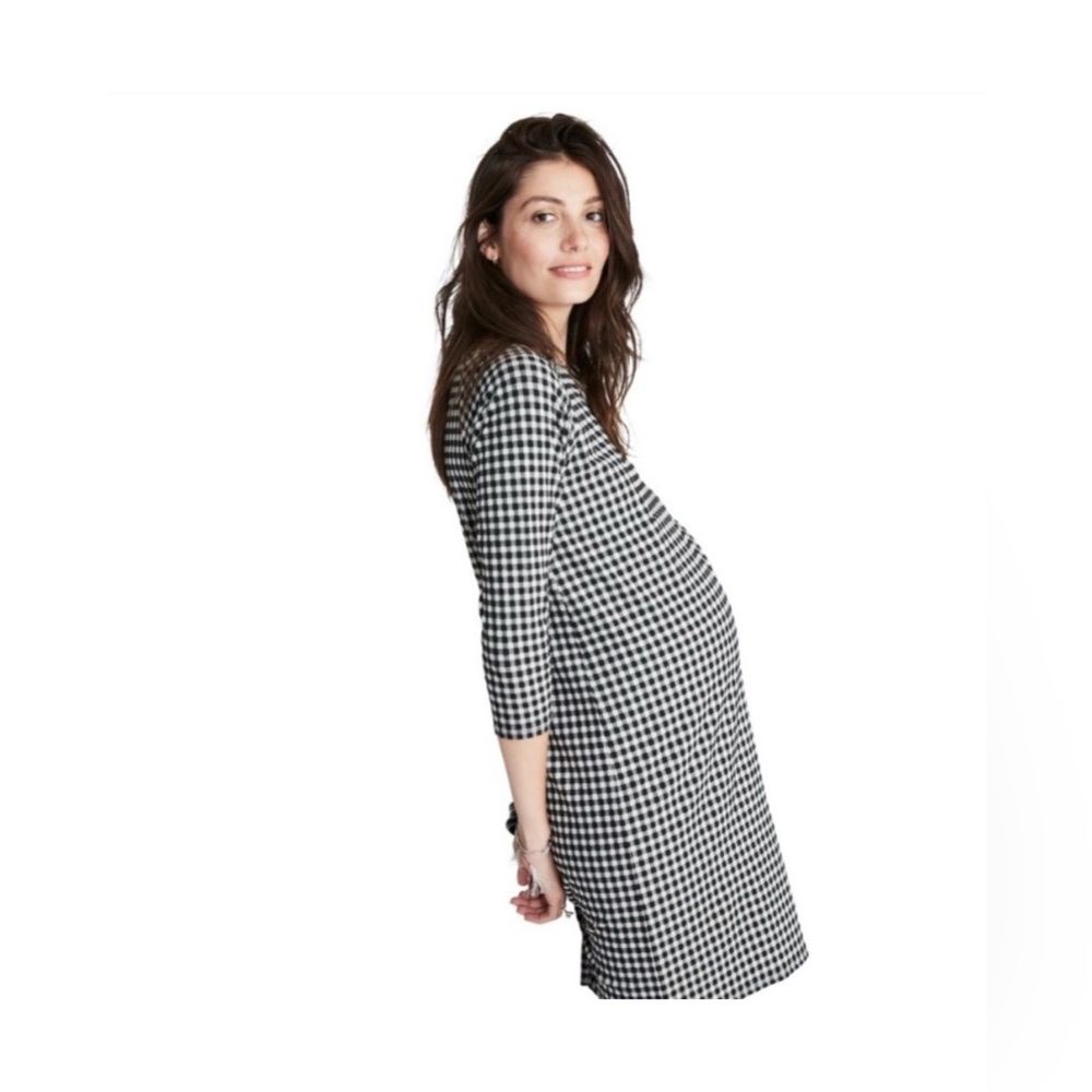Hatch Black and White Gingham Long Sleeve Dress #119